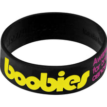 Load image into Gallery viewer, Black Yellow Boobies Awareness for Breast Cancer Bracelet
