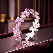 Load image into Gallery viewer, 925 Sterling Silver Enamel Platinum Plated Ring Size 6 for Women