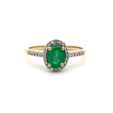 将图片加载到图库查看器,.74ct Emerald Diamond Ring 14KT Yellow Gold