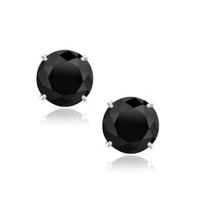 Load image into Gallery viewer, 14k White Gold 8.0mm Round Black CZ Stud Earrings
