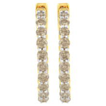 Load image into Gallery viewer, 10K Yellow Gold Plated Sterling Silver Diamond Hoop Earrings (2 cttw, K-L Color, I2-I3 Clarity)