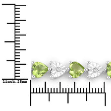 Load image into Gallery viewer, 6.74 Carat Genuine Peridot and White Diamond .925 Sterling Silver Bracelet