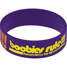 Load image into Gallery viewer, Puprle Yellow Boobies Rock Breast Cancer Bracelet