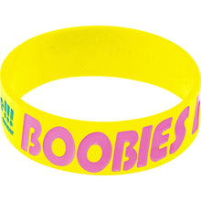 Load image into Gallery viewer, Yellow Pink Boobies Rock Breast Cancer Bracelet