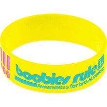 Load image into Gallery viewer, Yellow Pink Boobies Rock Breast Cancer Bracelet