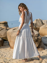 Load image into Gallery viewer, White V-Neck Tie Shoulder Maxi Dress Effortless & Flowy Summer Essential Long Girls Dress