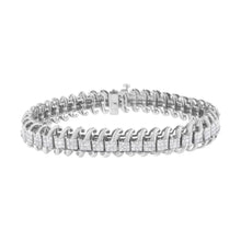 将图片加载到图库查看器,14K White Gold 5.0 Cttw Princess Cut Diamond 7" Invisible Set Wavy S-Link Tennis Bracelet (G-H Color, SI1-SI2 Clarity)