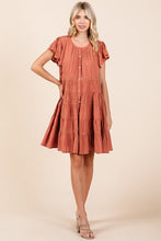 Load image into Gallery viewer, Lace Detail Ruffled Button Down Tiered Dress For Women – Romantic, Fluttering, Trendy, Elegant, Boho, Feminine & Whimsical Style