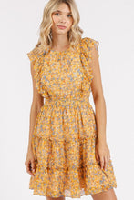 Load image into Gallery viewer, New Summer Ditsy Floral Print Ruffle Chiffon Mini Dress β Fluttering, Playful and Feminine Dress with Ruffle Details and Soft Chiffon Fabric