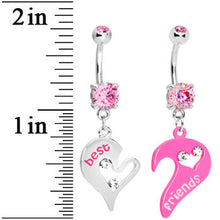Load image into Gallery viewer, Pink Open Heart Best Friends Belly Ring Set