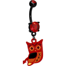 将图片加载到图库查看器,Adorable Red Owl Black Belly Ring