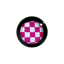 Load image into Gallery viewer, 6G Black Acrylic Pink and White Checkerboard Saddle Plug