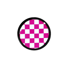 Load image into Gallery viewer, 9/16 Black Acrylic Pink and White Checkerboard Saddle Plug