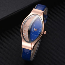 Load image into Gallery viewer, Women Fashion Luxury Watch Leather Strap Women Bracelet Clock Ellipse Rhinestone PU Sport Quartz Watch Wrist Watches For Women and Girls