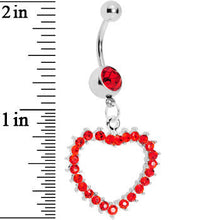 将图片加载到图库查看器,Passionate Red Gem Paved Hollow Heart Belly Ring