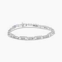 Load image into Gallery viewer, 14K White Gold 1.0 Cttw Invisible Set Princess Cut Diamond Alternating Station and Link Tennis Bracelet (I-J Color, I1-I2 Clarity) - Size 7.25" Inches