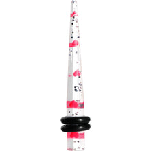 Load image into Gallery viewer, Clear Acrylic Glitter Pink Heart Confetti Taper 8G to 16mm