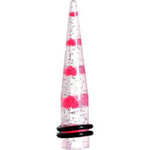 Load image into Gallery viewer, Clear Acrylic Glitter Pink Heart Confetti Taper 8G to 16mm