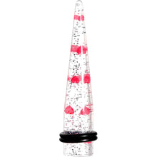 Load image into Gallery viewer, Clear Acrylic Glitter Pink Heart Confetti Taper 8G to 16mm