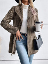 Load image into Gallery viewer, Women's Plaid Collared Neck Buttoned Long Sleeve Jacket – Classic & Lightweight Outerwear for Everyday Wear