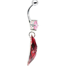 将图片加载到图库查看器,Prong Set Pink Gem Paradise Feather Oval Dangle Belly Ring