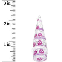 Load image into Gallery viewer, 5/8 Clear Acrylic Glitter Purple Skull Confetti Taper