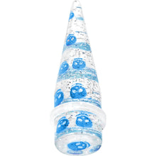 Load image into Gallery viewer, 5/8 Clear Acrylic Glitter Blue Skull Confetti Taper