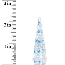 Load image into Gallery viewer, 9/16 Clear Acrylic Glitter Blue Star Confetti Taper