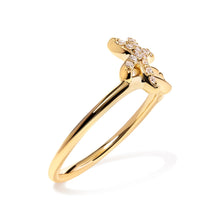 将图片加载到图库查看器,10K Yellow Gold 1/10 Cttw Diamond Palm Tree Statement Ring (H-I Color, I1-I2 Clarity) - Ring Size 7