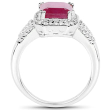 Load image into Gallery viewer, 4.55 Carat Glass Filled Ruby and White Topaz .925 Sterling Silver Ring