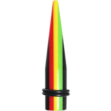 Load image into Gallery viewer, 1/2 Acrylic Rasta Stripes Straight Taper