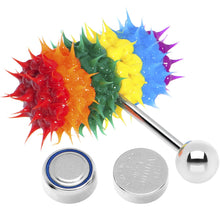 Load image into Gallery viewer, Rainbow Siicone Spike Thrasher LIX Vibrating Tongue Ring