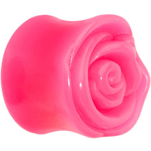 Load image into Gallery viewer, 1 inch Pink Rose Flower Acrylic Saddle Plug