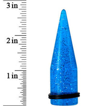 Load image into Gallery viewer, 20mm Blue Acrylic Silver Glitter Taper