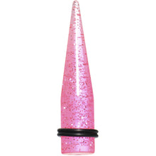 Load image into Gallery viewer, 9/16 Pink Acrylic Silver Glitter Taper