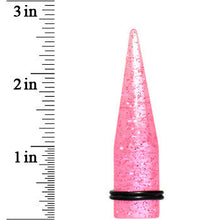 Load image into Gallery viewer, 5/8 Pink Acrylic Silver Glitter Taper