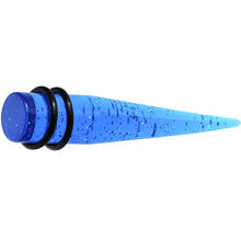 Load image into Gallery viewer, 1/2 Blue Acrylic Silver Glitter Taper