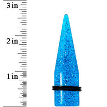 Load image into Gallery viewer, 18mm Blue Acrylic Silver Glitter Taper