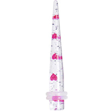 Load image into Gallery viewer, Clear Acrylic Glitter Pink Heart Confetti Taper 8G to 16mm