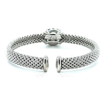 将图片加载到图库查看器,Popcorn Texture Cuff Bangle with Blue Topaz and Diamonds in Sterling Silver