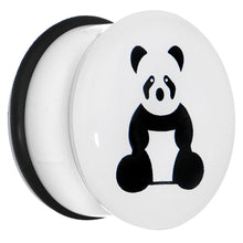 将图片加载到图库查看器,5/8 White Acrylic Panda Bear Single Flare Plug