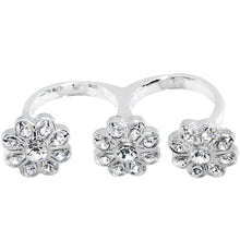 将图片加载到图库查看器,Trio of Gem Flowers Double Finger Ring