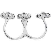 将图片加载到图库查看器,Trio of Gem Flowers Double Finger Ring
