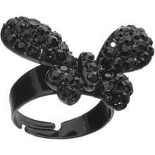 Load image into Gallery viewer, Black Sparkling Butterfly Adjustable Ring