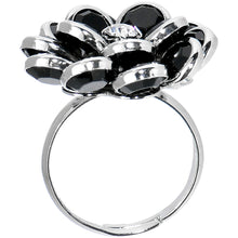 Load image into Gallery viewer, Black Enamel Blooming Flower Adjustable Ring