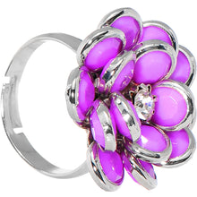 将图片加载到图库查看器,Pink Enamel Blooming Flower Adjustable Ring