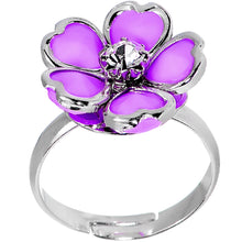 Load image into Gallery viewer, Light Purple Enamel Five Petal Blooming Flower Adjustable Ring