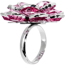 将图片加载到图库查看器,Pink Faceted Blooming Flower Adjustable Ring