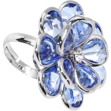将图片加载到图库查看器,Blue Faceted Blooming Flower Adjustable Ring
