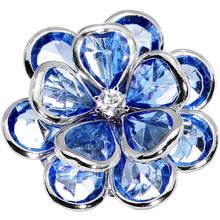 将图片加载到图库查看器,Blue Faceted Blooming Flower Adjustable Ring